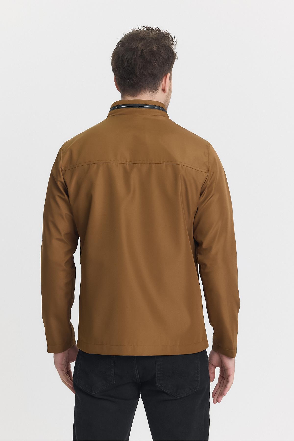 Kahverengi Erkek Pamuk Polyester Karışımlı Su ve Rüzgar Geçirmez Mevsimlik & Yazlık Mont görsel 6