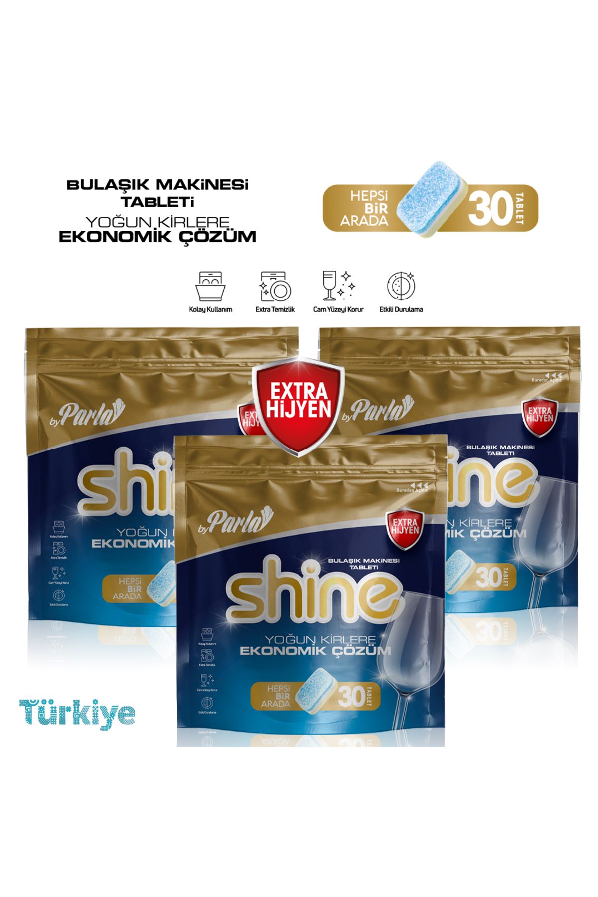 by PARLA Shine Hepsi 1 Arada Bulaşık Makine Tableti 90 lı