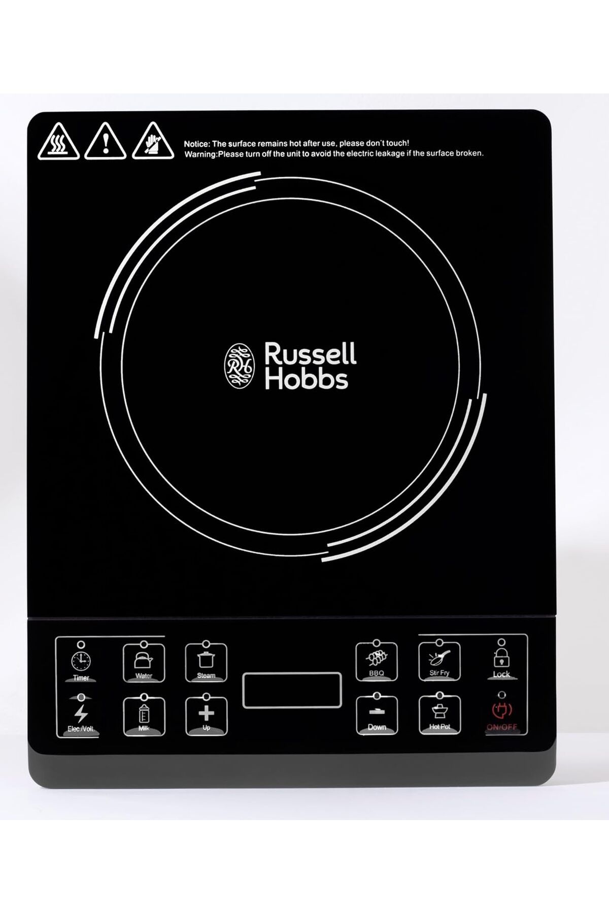 RUSSELL HOBBS-Infrared Single Burner, 2000W, 80℃-650℃, Push Button Control, 3hr Timer, Safety Lock. 1