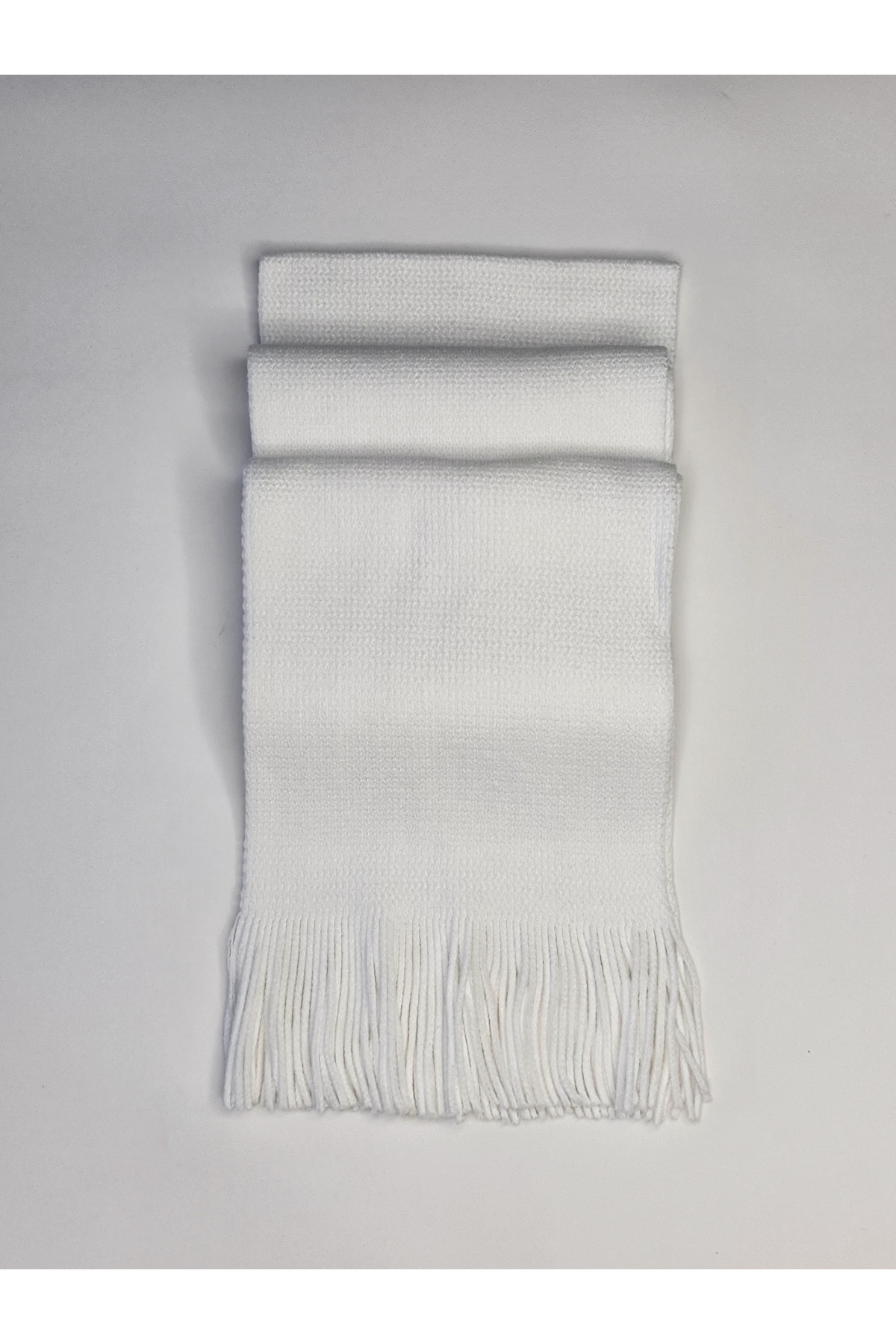 Senbeno Design KADIN ERKEK UNISEX BASIC BEYAZ DÜZ PÜSKÜLLÜ ATKI görsel 3