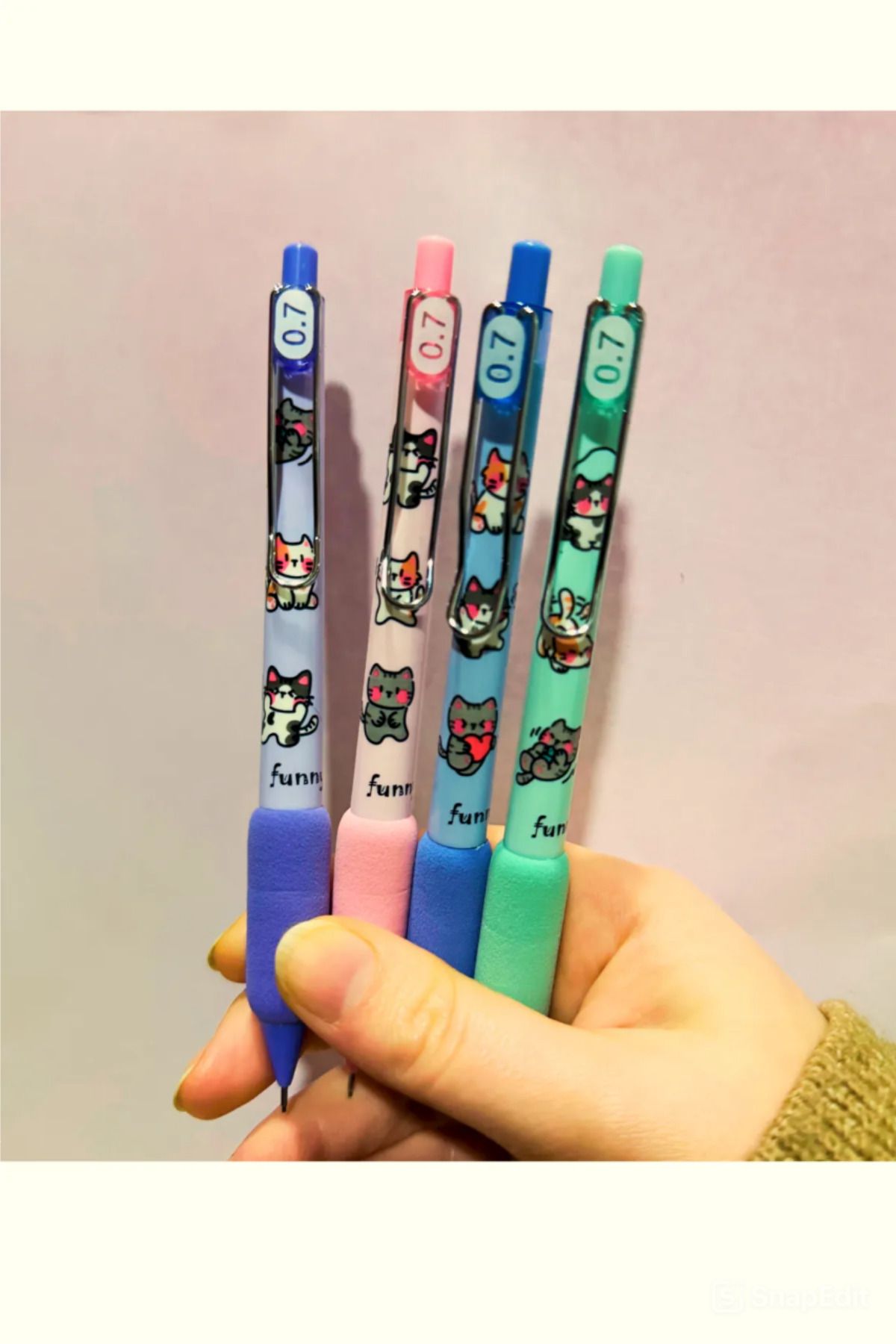 NaSaDAN-Easy Grip Cute Cats 0.7 Tip Versatil Pen 1 Piece 1