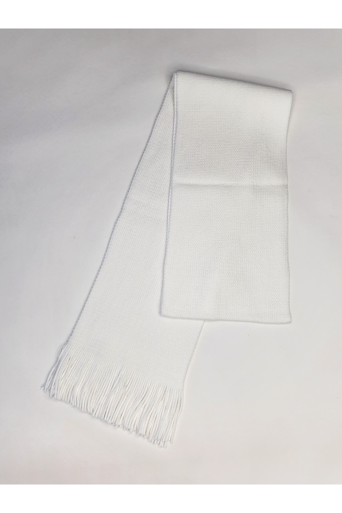 Senbeno Design KADIN ERKEK UNISEX BASIC BEYAZ DÜZ PÜSKÜLLÜ ATKI görsel 2