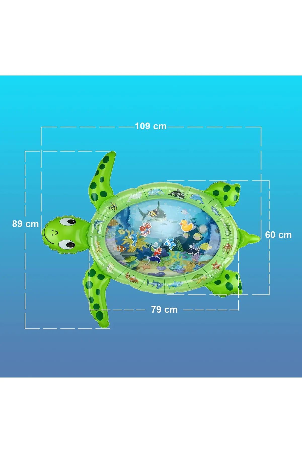 MJ TOYS Kaplumbağa (TURTLE) Jumbo Bebek Su Oyun Matı Aktivite Matı (TUMMY TİME) Su Matı Oyun Matı