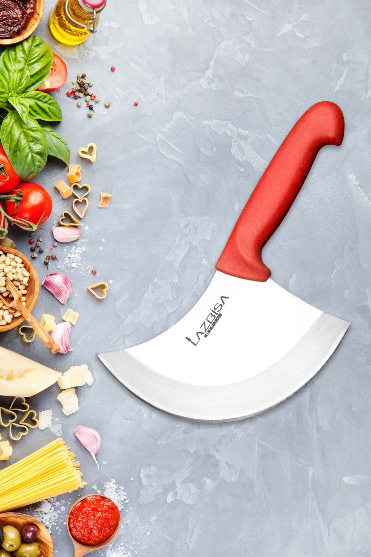 LAZBİSA-Siver Series Kitchen Knife - Daily Use Crescent and Pizza Pita Knife 1