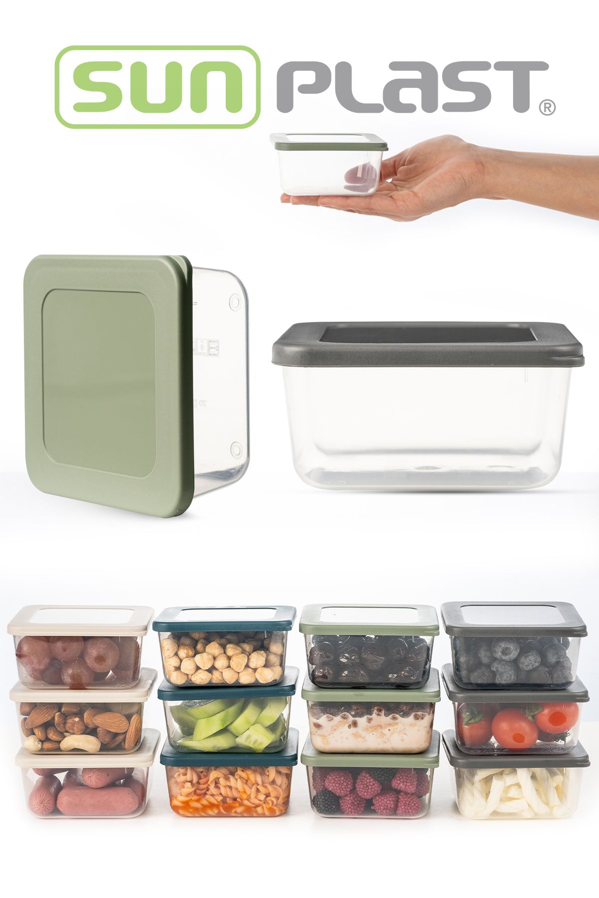Sunplast-Pack of 4 Me Mini Storage Container with Lid, Food, Picnic Storage Container, Breakfast Set 3