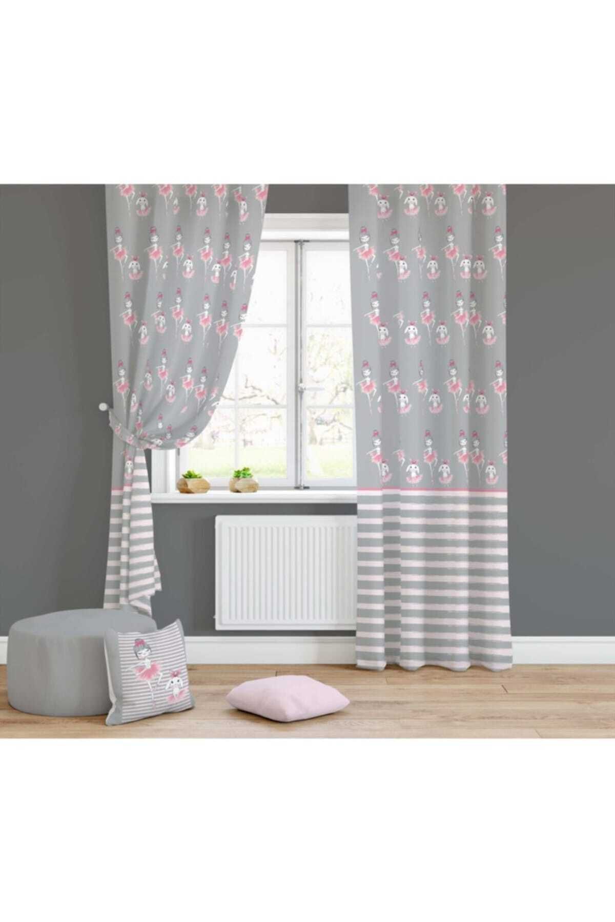 Evmila-F1048 Model Single Wing Ballerina Patterned Curtain 1