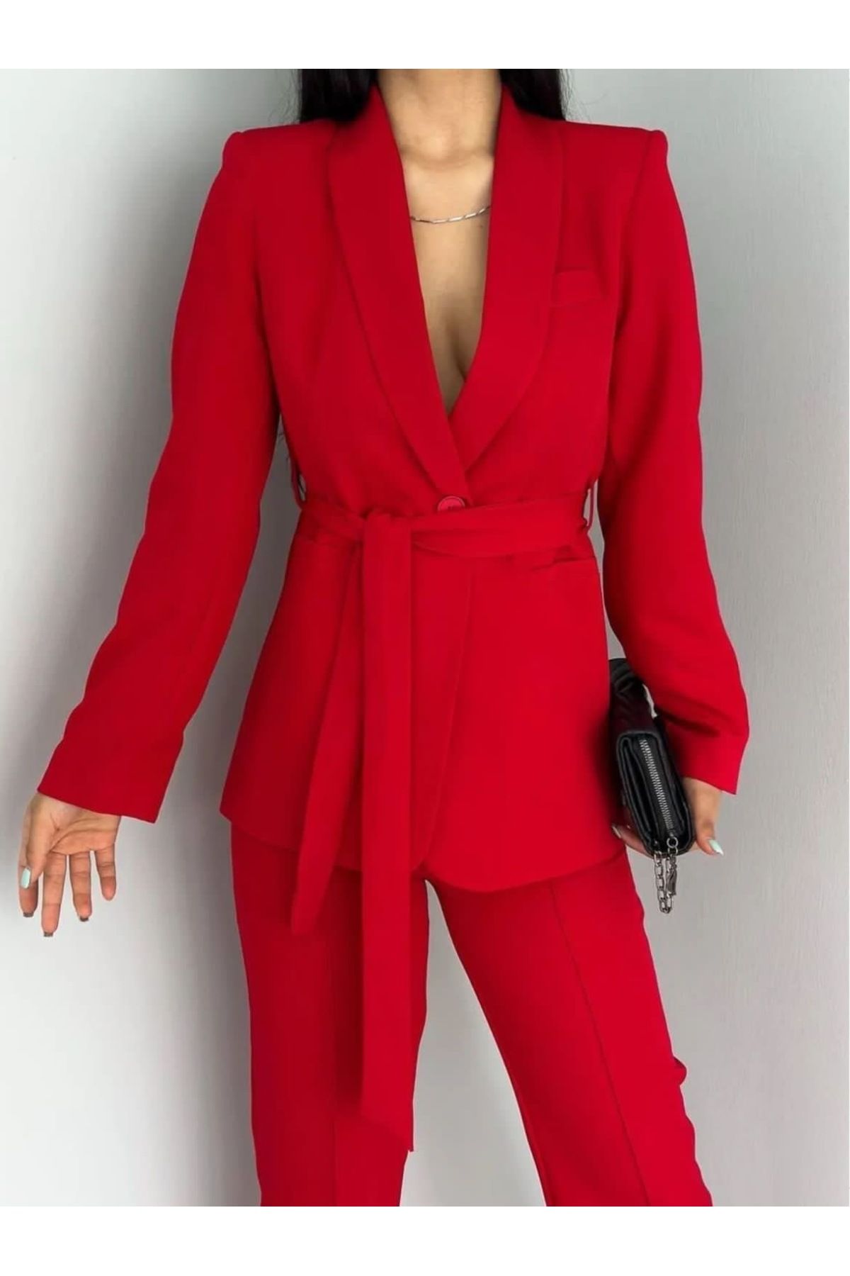 Ekim Store-Double Belted Blazer Jacket Pants Set 4