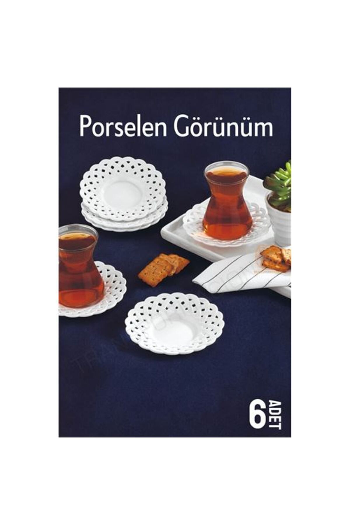 costurera DKTT Çay Tabağı Porselen Görünüm 6 Adet Tabağı Seti Seti