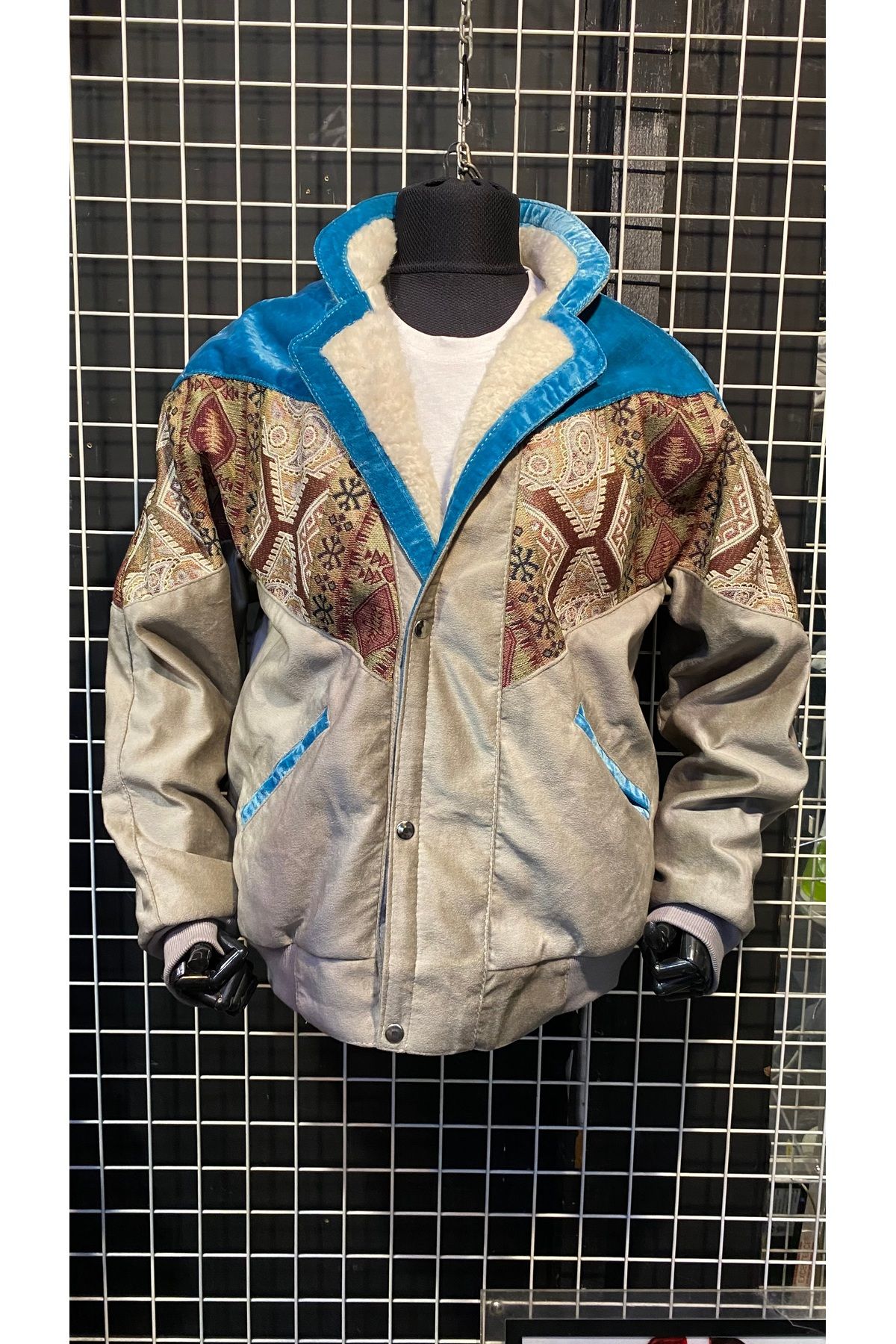 Aztek vintage kürklü oversize mont
