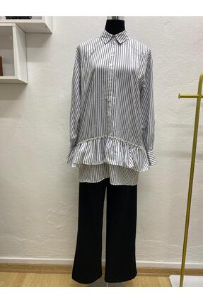 MODA İnci Detaylı Fırfırlı Gömlek Tunik