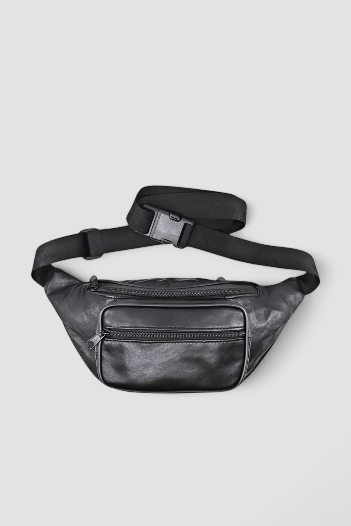 Lederax %100 Hakiki Deri Freebag Bel Çantası Siyah görsel 5