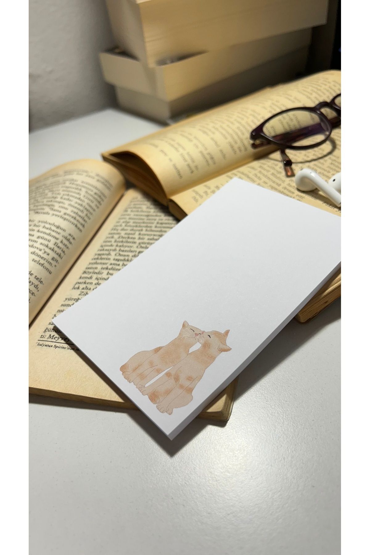 Handeto Kraft-Cat Themed Notepad Check Pluck Notebook, Glue Memo Pad, A6 Notebook, Unlined Notebook 6