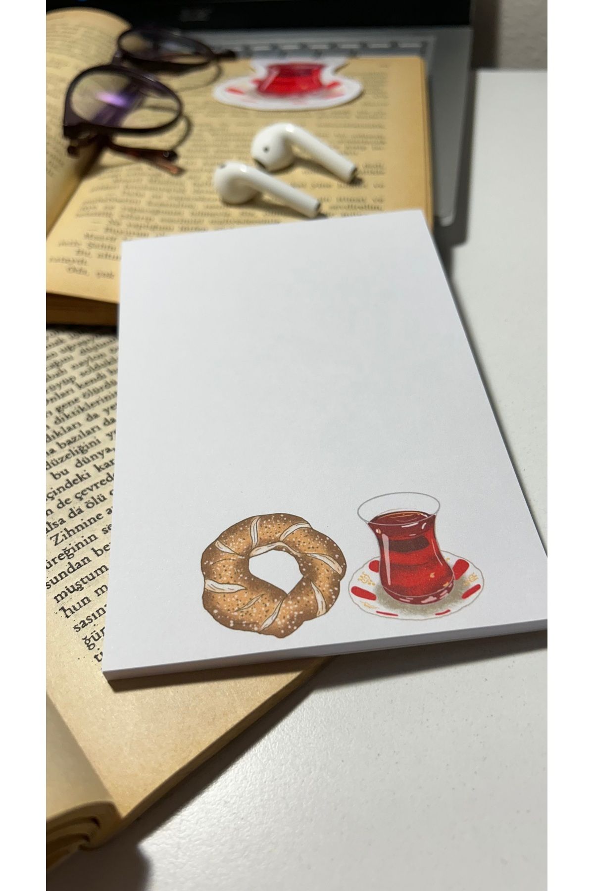Handeto Kraft-Tea and Bagel Themed - A6 Notebook, Glue Memo Pad and No Line Notepad 1