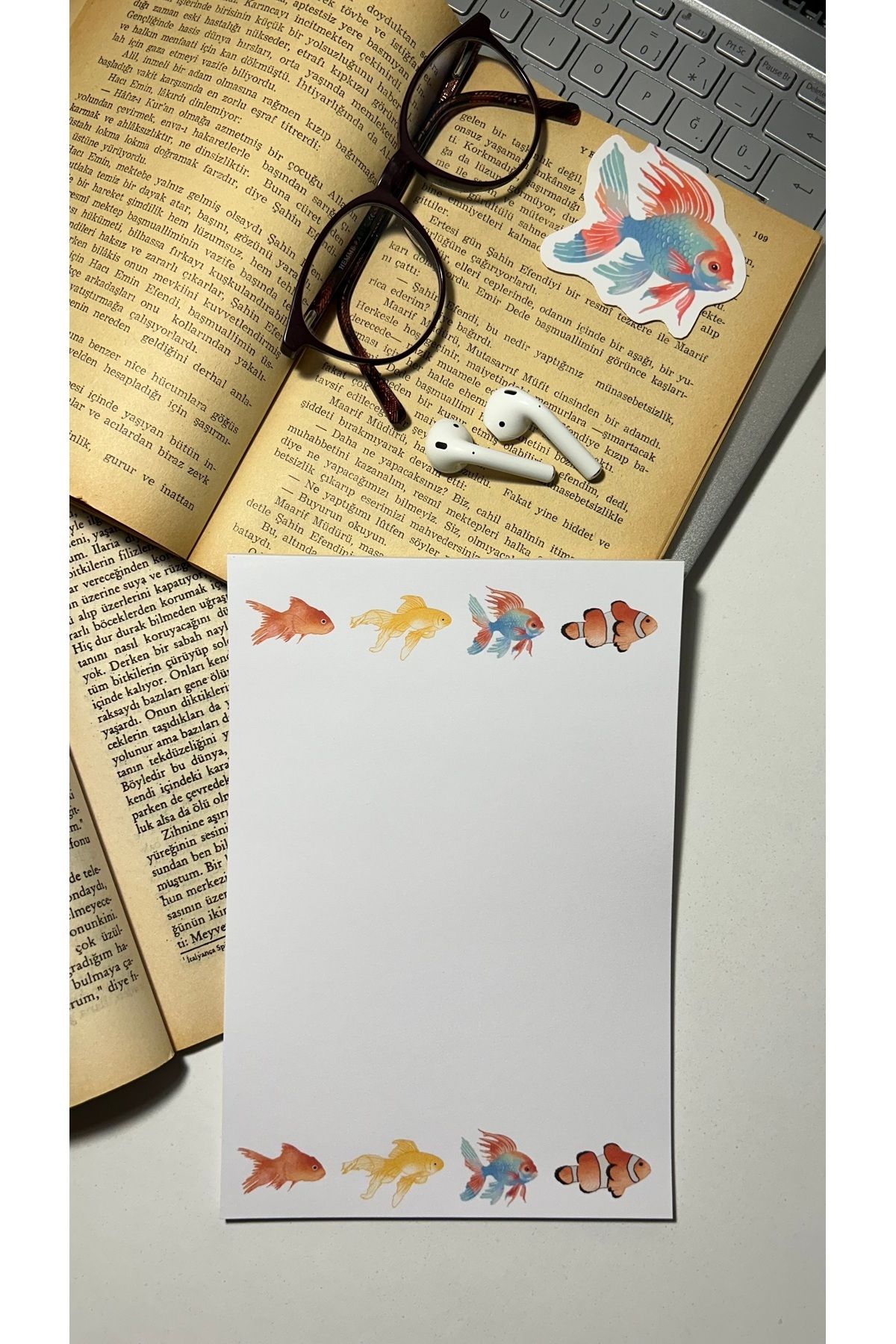 Handeto Kraft-دفتر ملاحظات على شكل سمكة، دفتر ملاحظات مع غراء، دفتر ملاحظات مقاس A5، دفتر ملاحظات غير مبطن 3