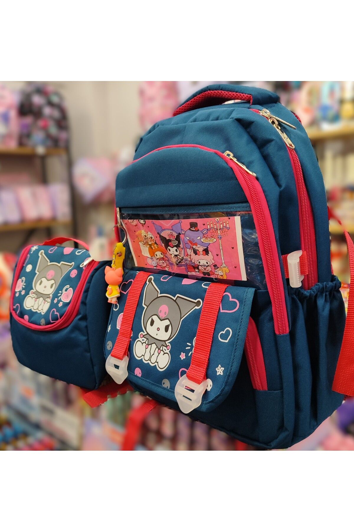 bundle island-Kuromi Figured 4 Compartment Elementary School Backpack + Insulated Lunch Box 1