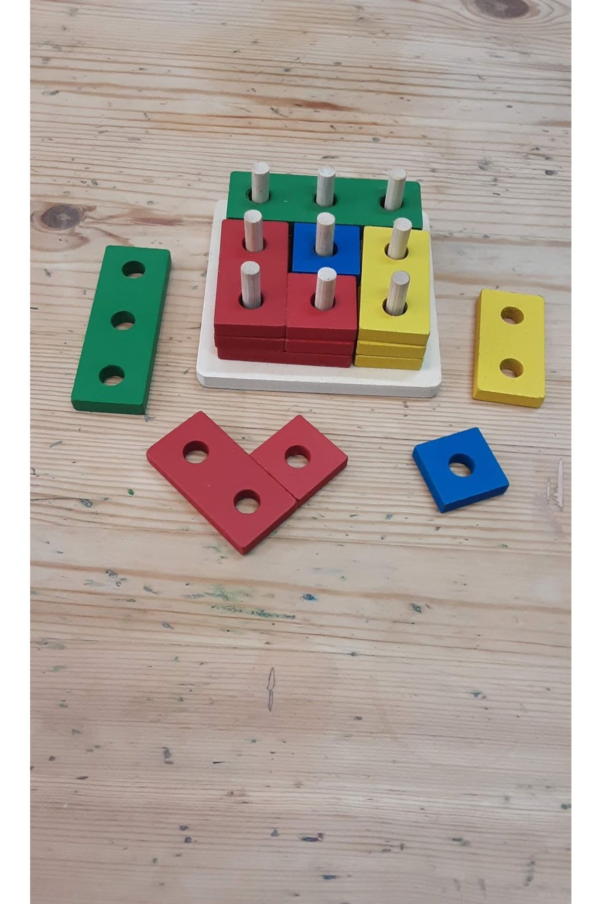 pinokyo akademi-Educational Wooden Color Block Stringing Tetris Toy 2