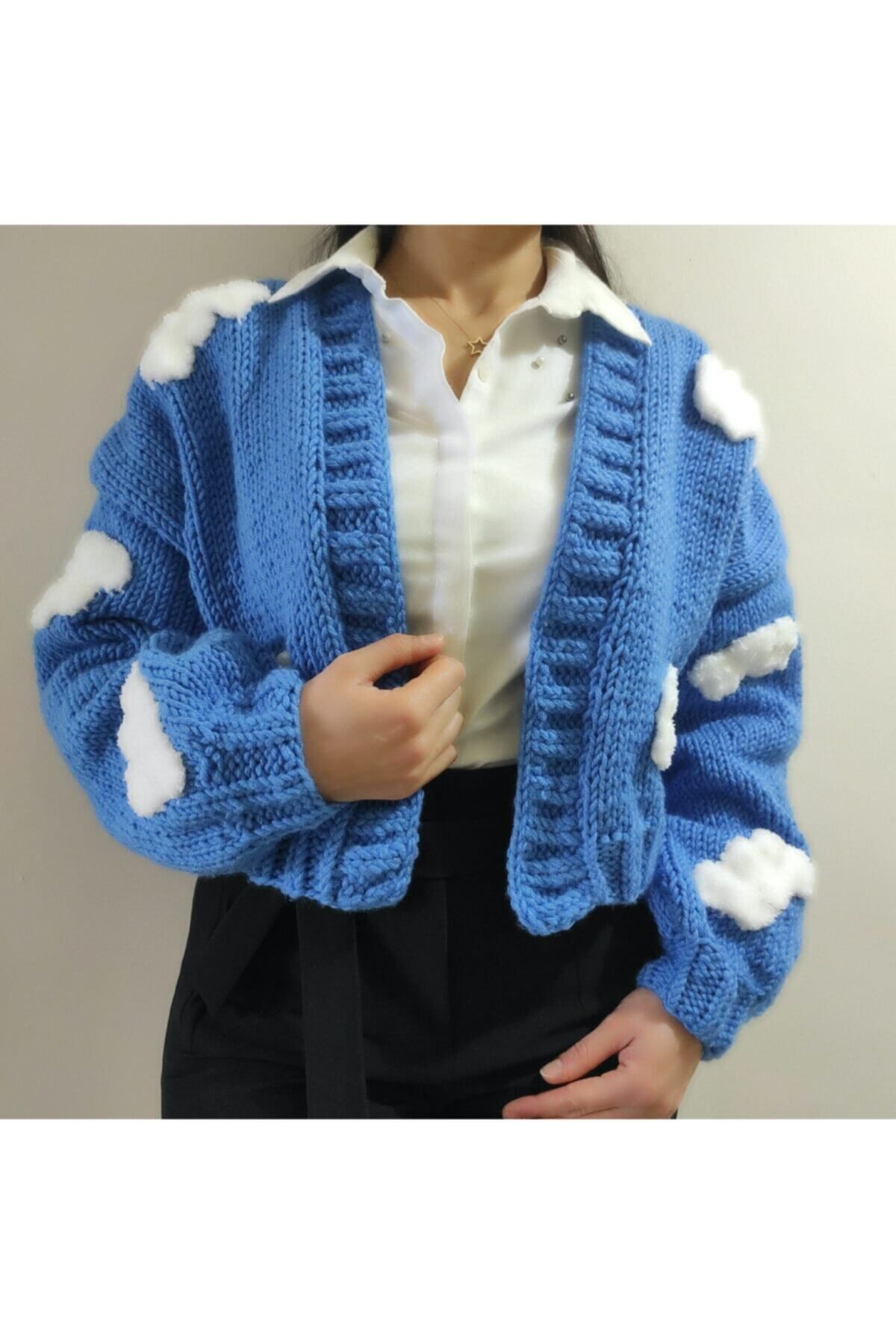 angora handmade-سترة نسائية بنمط سحابة، سترة محبوكة يدويًا بنمط ثلاثي الأبعاد، نمط سحابة منقوش ثلاثي الأبعاد مقاس كبير 3