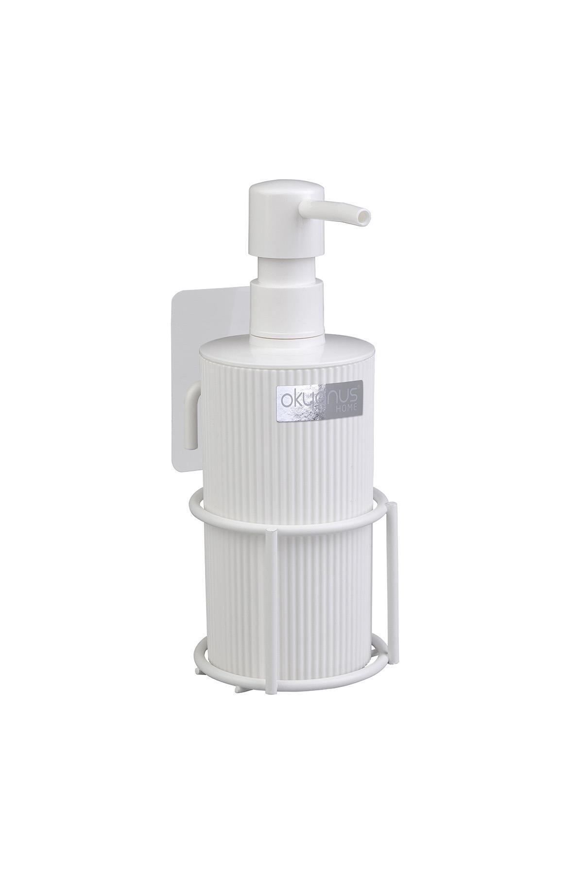 Okyanus Home-Eko Magic White Round Liquid Soap Dispenser - Mina with Stand 3