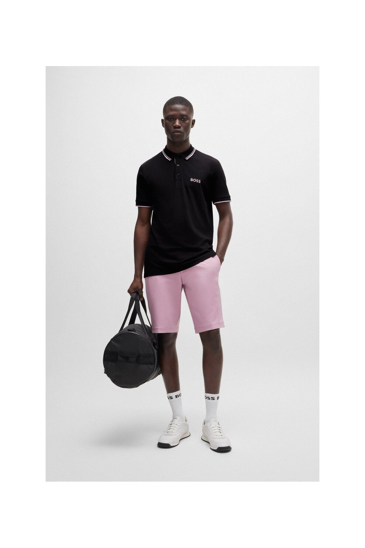 تی شرت یقه پولو آبی مردانه Polo Yaka T Shirt با آرم رنگ مخلوط پنبه BOSS