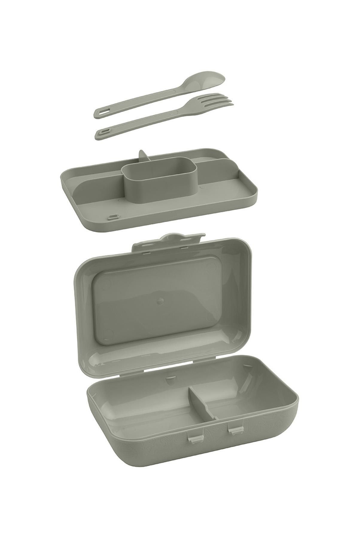 Okyanus Home-Green Lunch Box 2 Layers 5 Compartments Lunch Box with Self Fork and Spoon 5