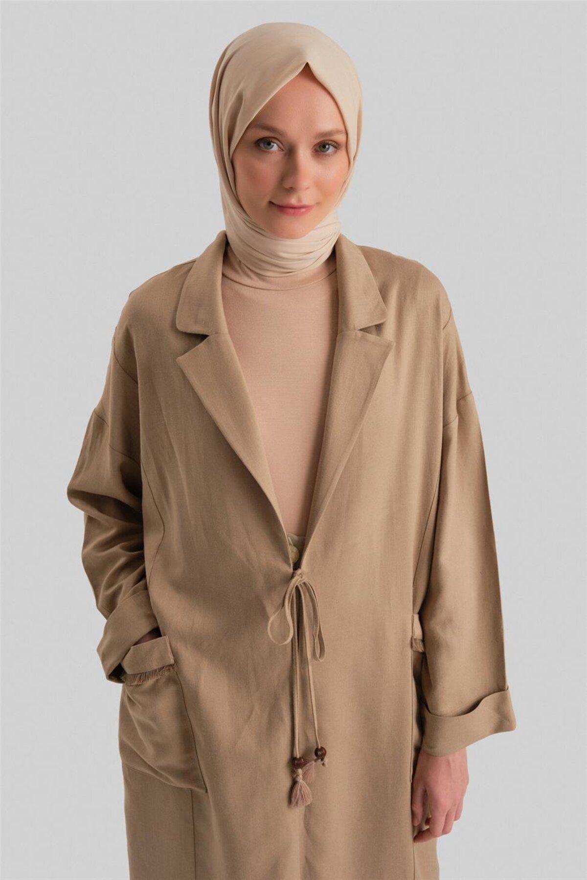 Armine-Viscose Beige with Tassel Pocket - 24Y5513 3