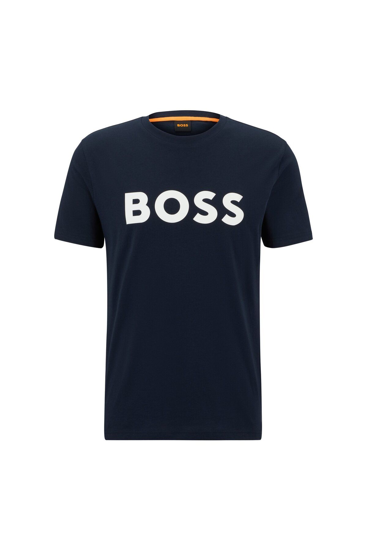 تی شرت آبی مردانه آرم لاستیکی طرح دار پنبه ای T Shirt BOSS