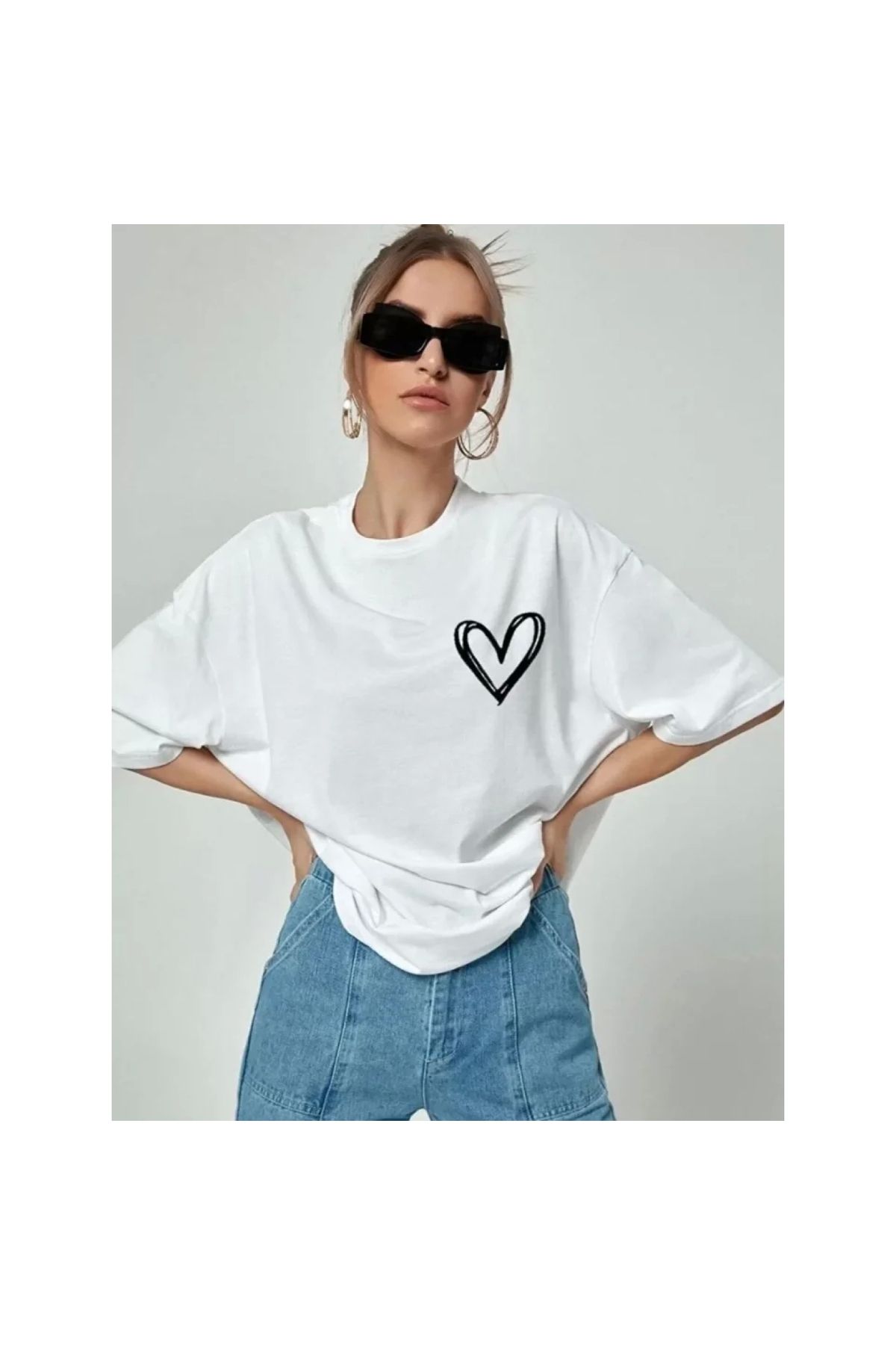 Narnuga Bisiklet Yaka Baskılı Oversize TShirt