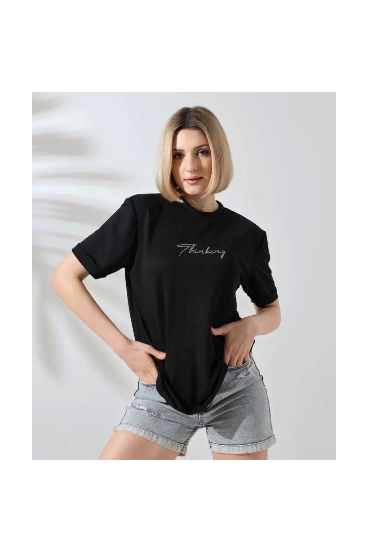 Narnuga Unisex Bisiklet Yaka Baskılı Slim Fit TShirt