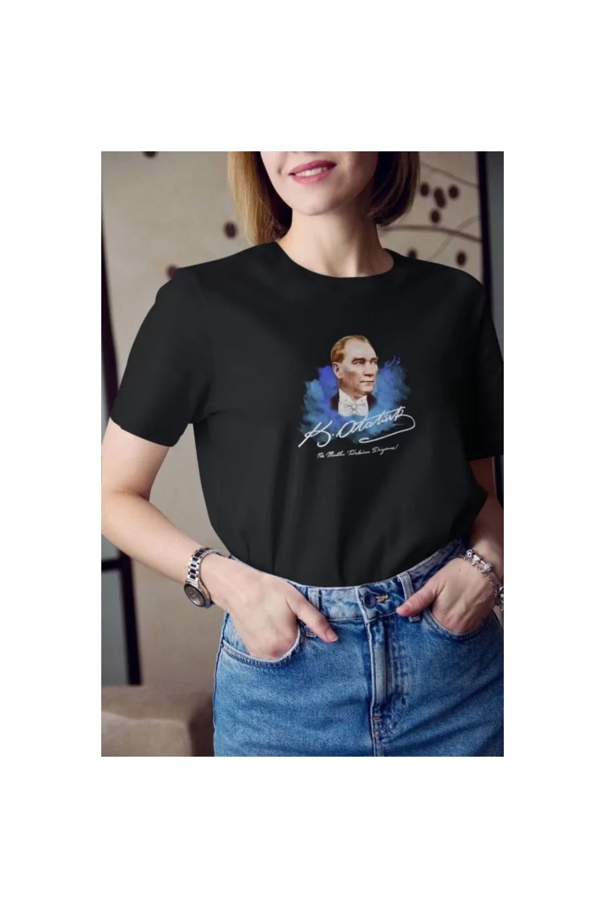 Narnuga Unisex Bisiklet Yaka Baskılı Oversize TShirt