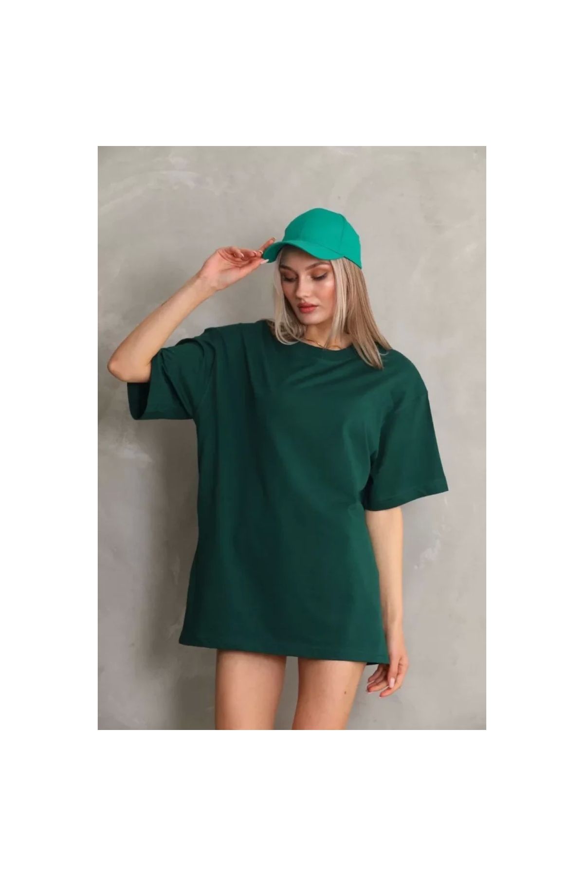 Narnuga Unisex Bisiklet Yaka 20/1 Düz Oversize TShirt