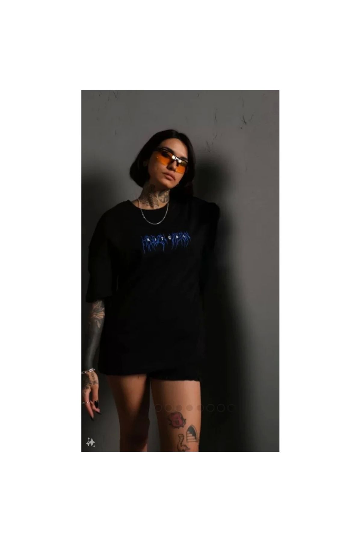Narnuga Unisex Bisiklet Yaka Baskılı Oversize TShirt