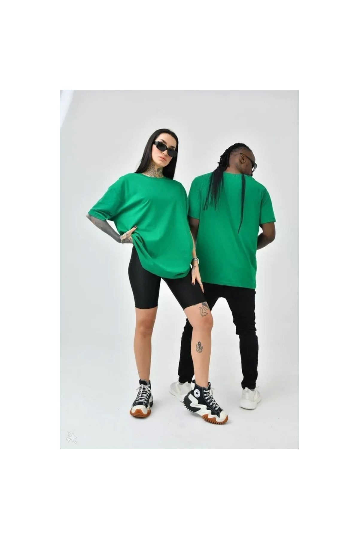 Narnuga Unisex Basic Bisiklet Yaka Oversize TShirt