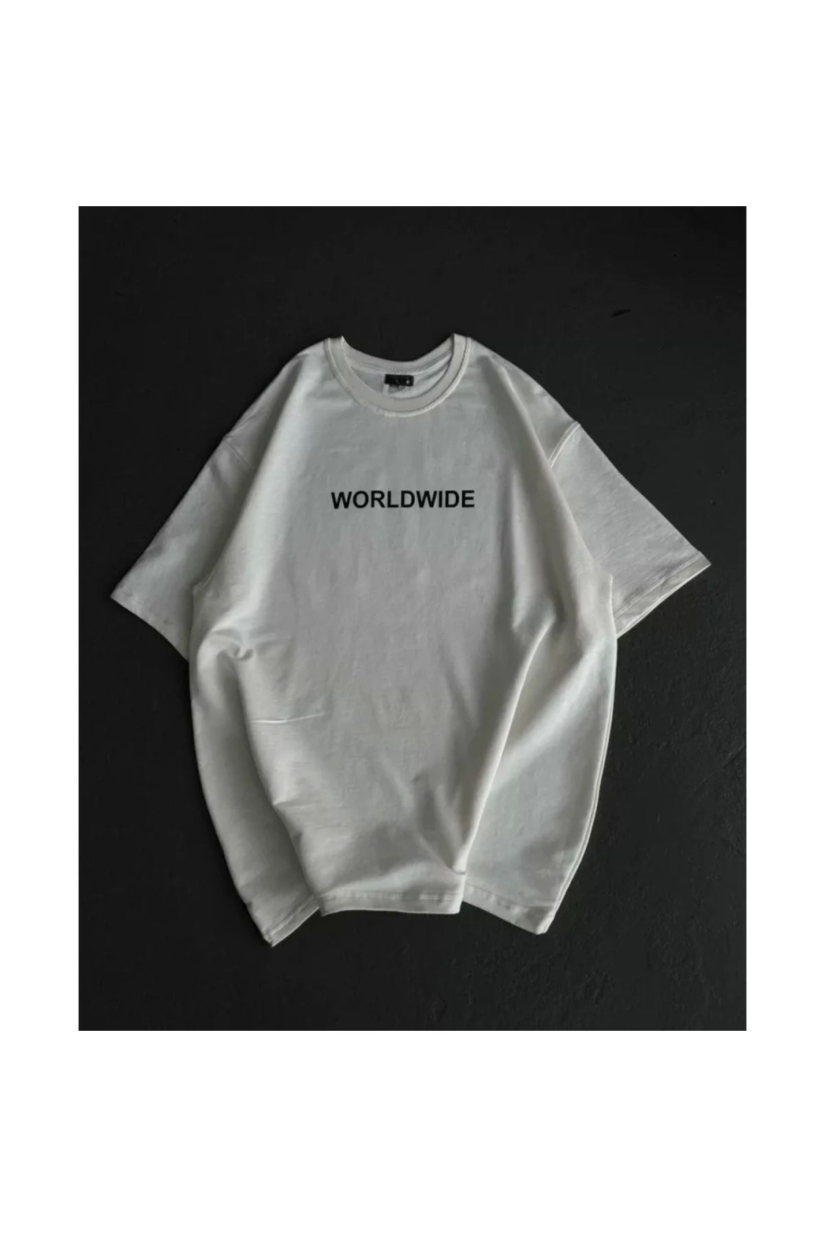 Narnuga Unisex Bisiklet Yaka Baskılı Oversize TShirt