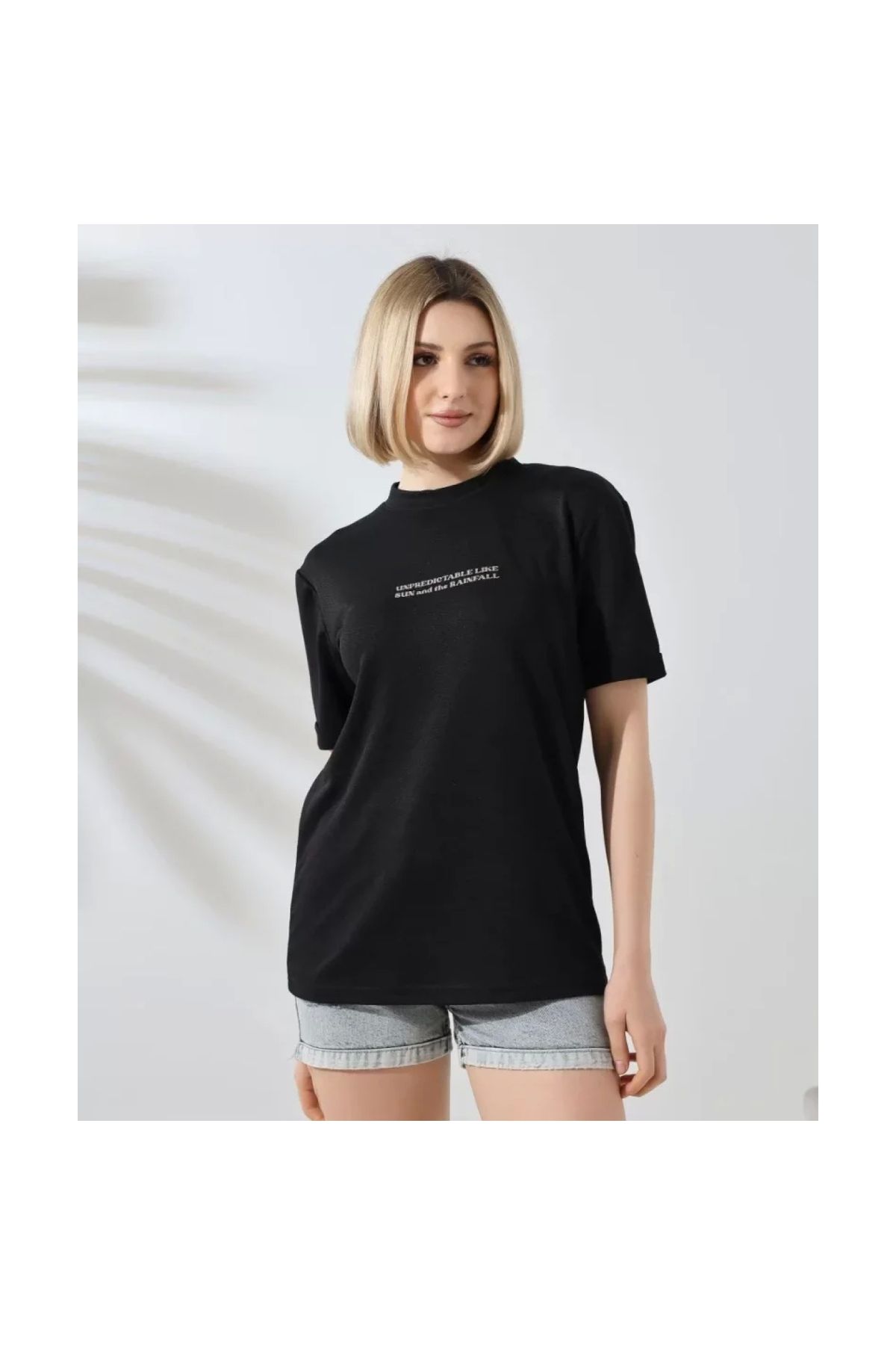 Narnuga Unisex Bisiklet Yaka Baskılı Slim Fit TShirt