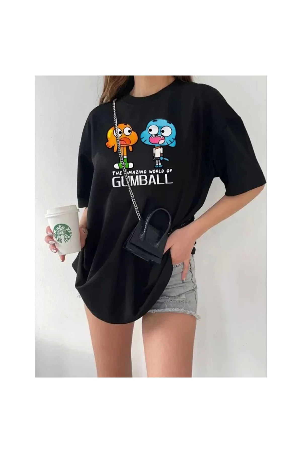 Narnuga Bisiklet Yaka Baskılı Oversize TShirt