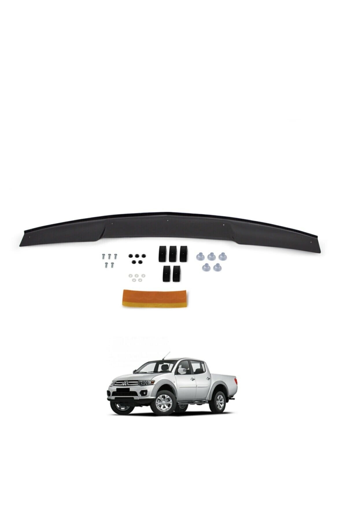 EUROCAP Mitsubishi L200 Ön Kaput Koruma Rüzgarlığı 3mm Akrilik (abs) Parlak Siyah Deflektör 2007-15