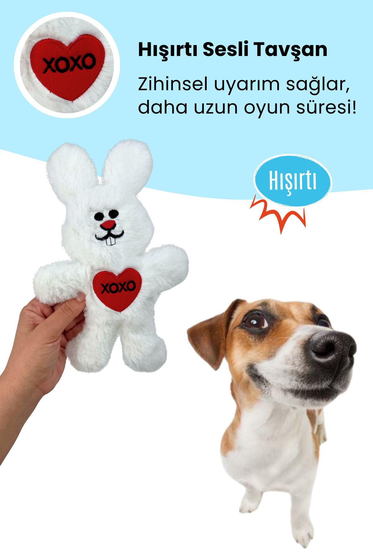 Havhav-Plush Rabbit Dog Toy with Rustle Sound White Colorful Sounding Dog Toy 2
