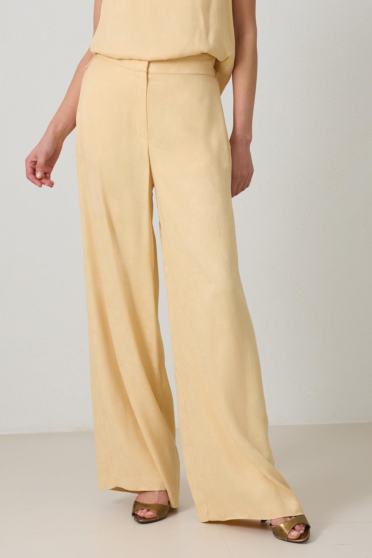 Setre-Butter Yellow Relaxed Fit Patterned Trousers 4