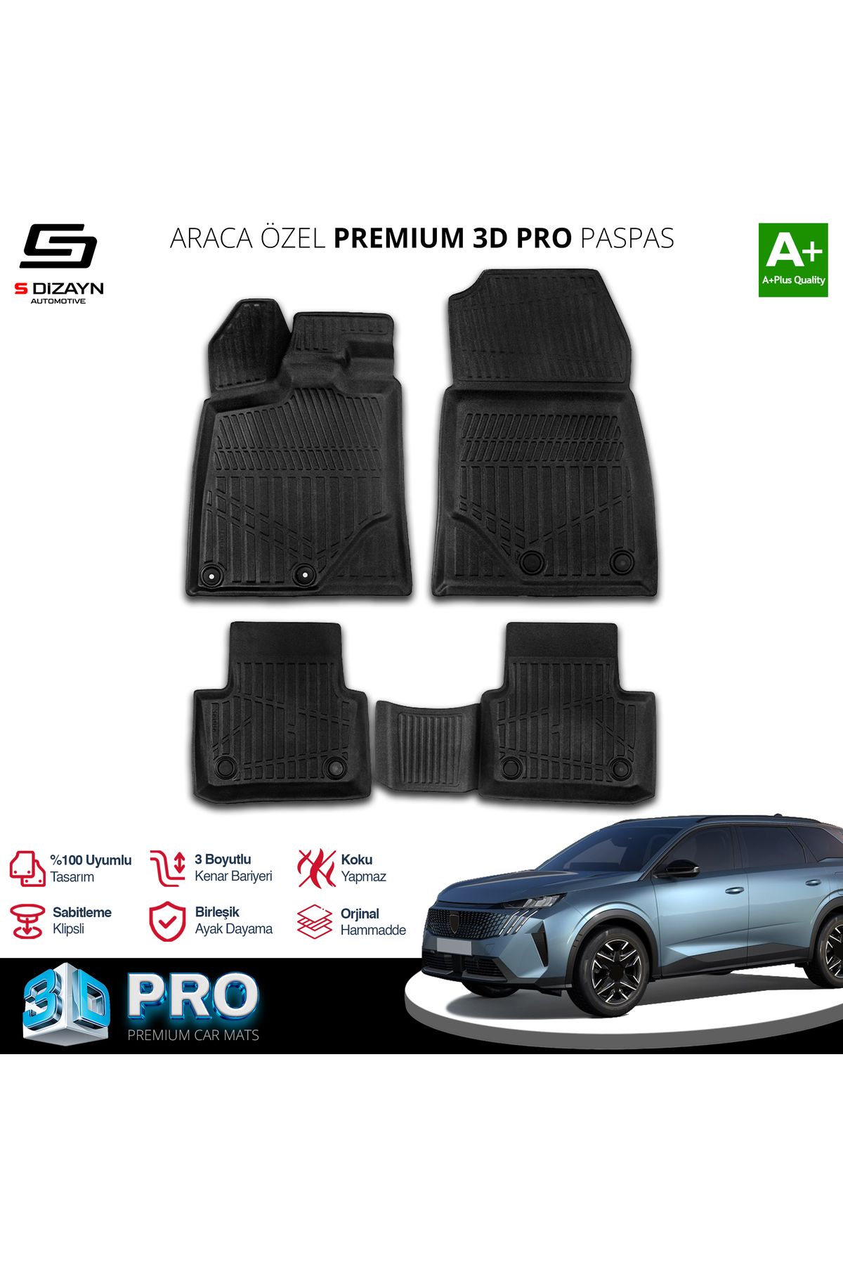 TREND Meka Part Peugeot 5008 Hybrid 3D Pro Havuzlu Paspas 2024 Üzeri A+ Kalite