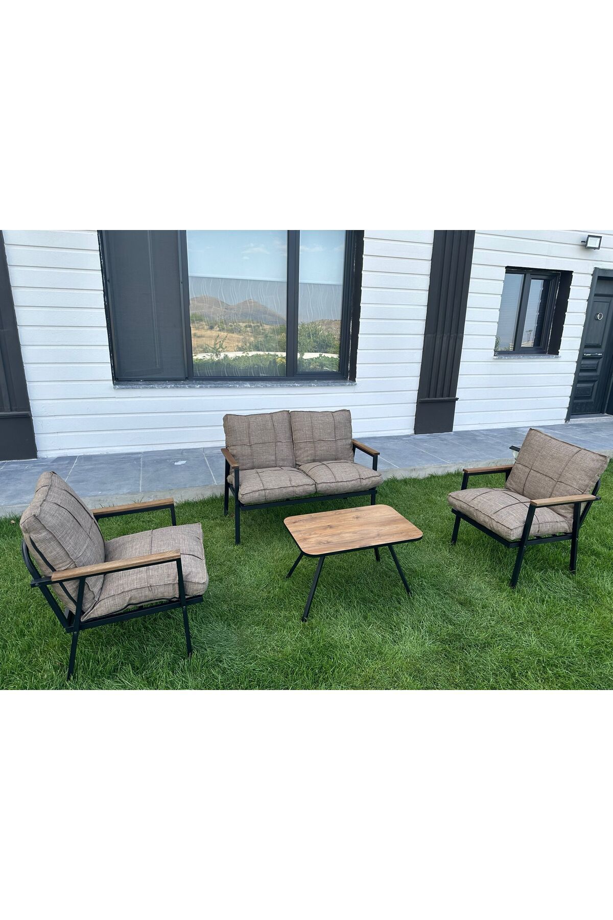 Zen 2 1 1 Pofuduk Balkon Takımı, Bahçe Mobilyası, Çay Seti, Kafe Oturma Grubu, Teras Koltuk Takımı