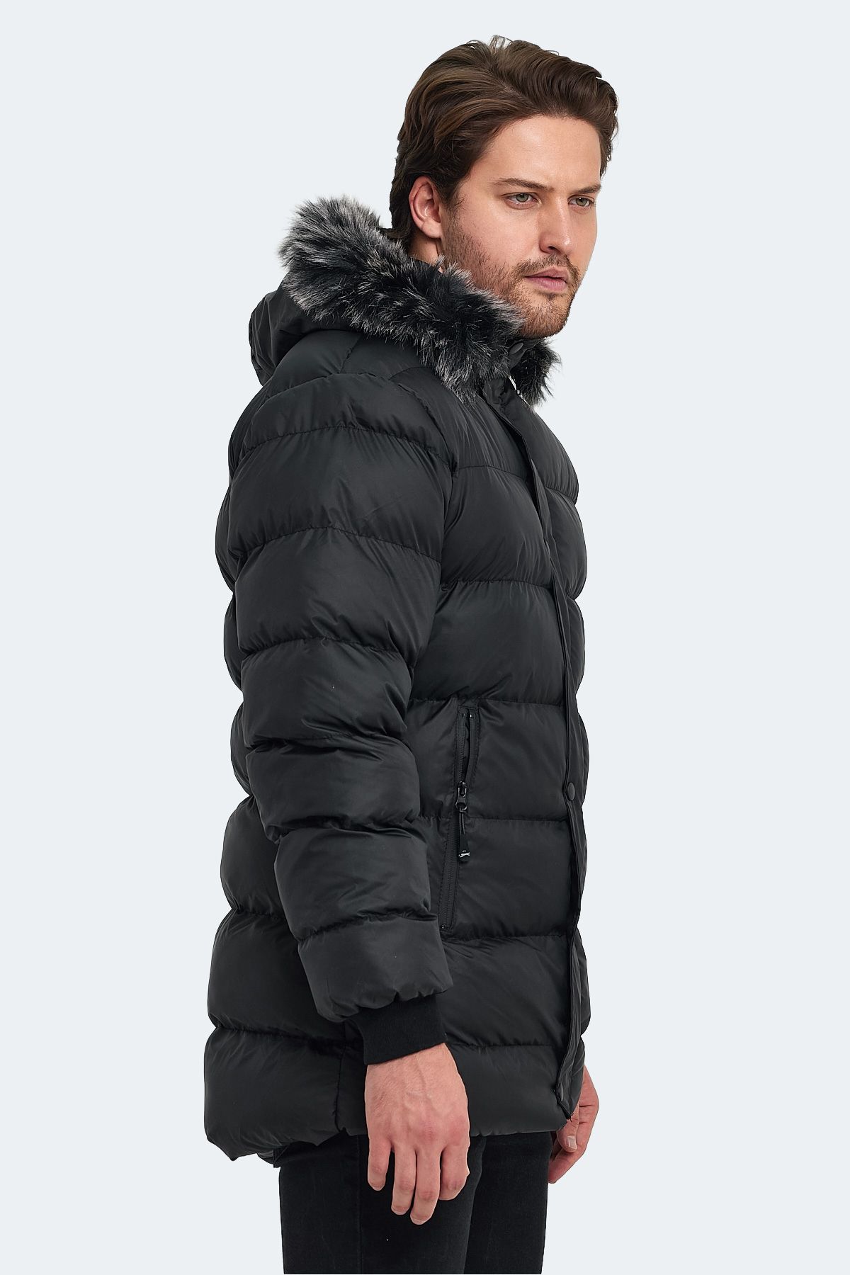 کاپشن مشکی مردانه مانتو Harshal St29je005 اورجینال Slazenger