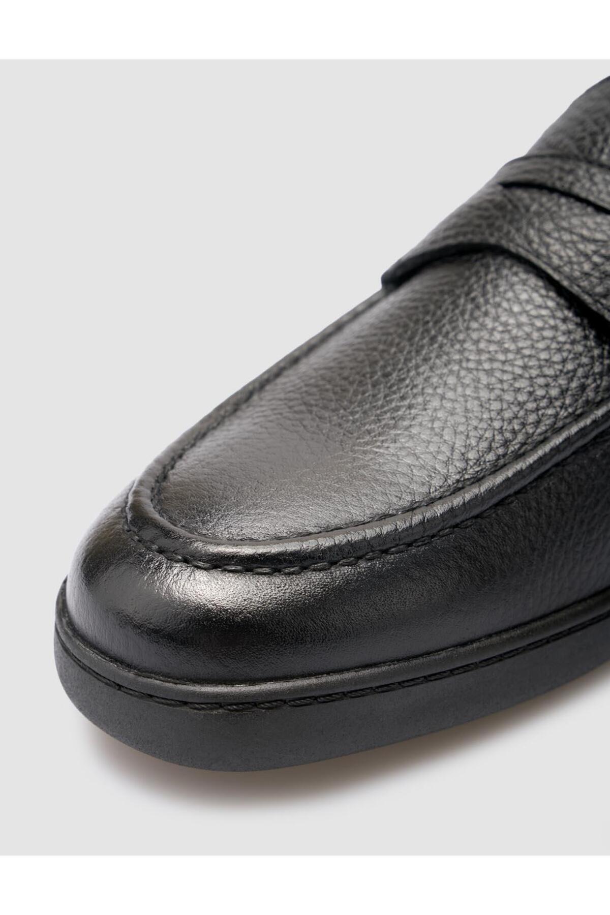 Cabani %100 Hakiki Deri Siyah Düz Erkek Loafer görsel 7