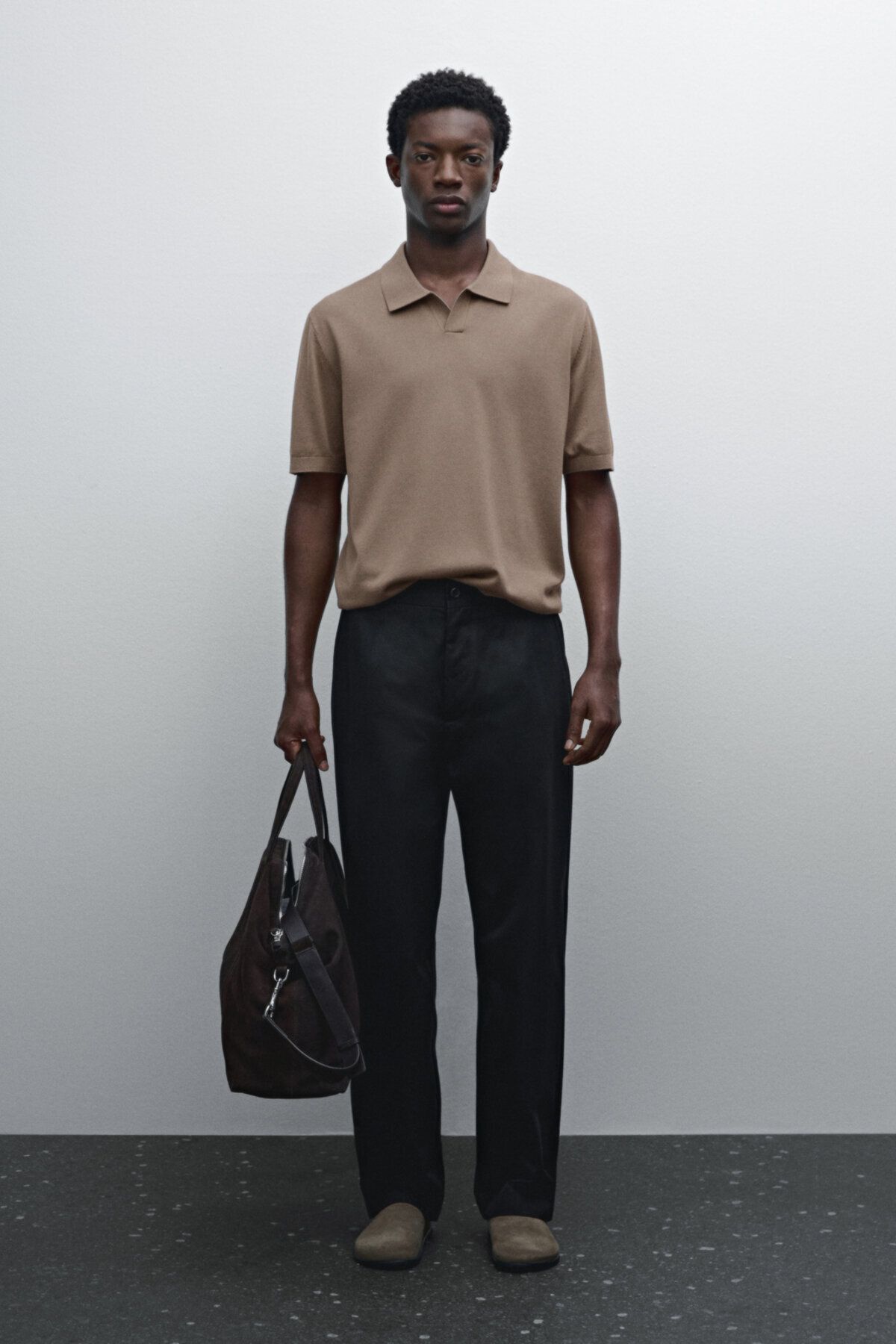 پلیور یقه پولو آستین کوتاه V-cut Massimo Dutti