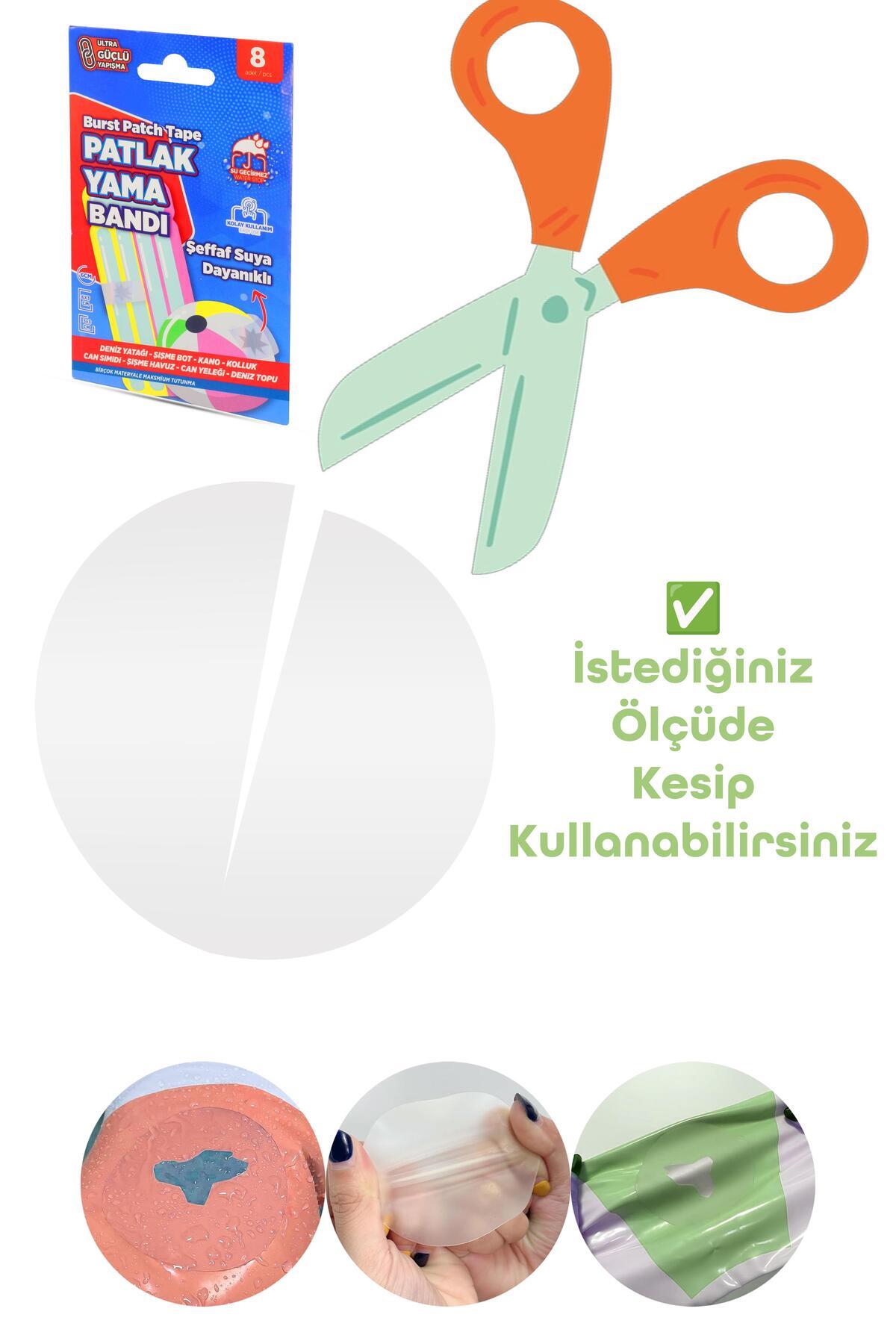 Telvesse 8li Patlak Yama Tamir Bandı Şişme Yüzme Simidi Kolluk Bot Top Pilates Simit Çadır Yağmurluk Yaması fotoğrafı 6 (önizleme)