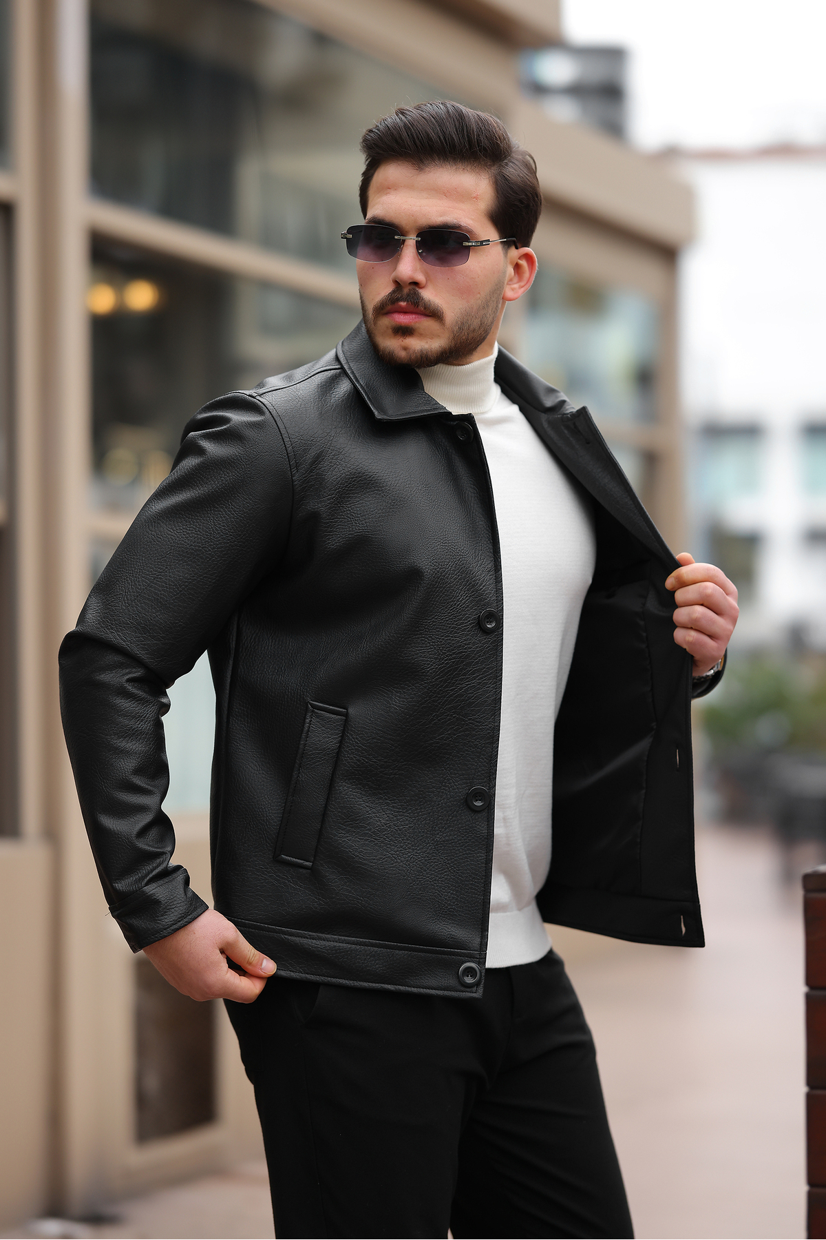 Boymen Erkek Deri Ceket Erkek ceket Unisex görsel 3