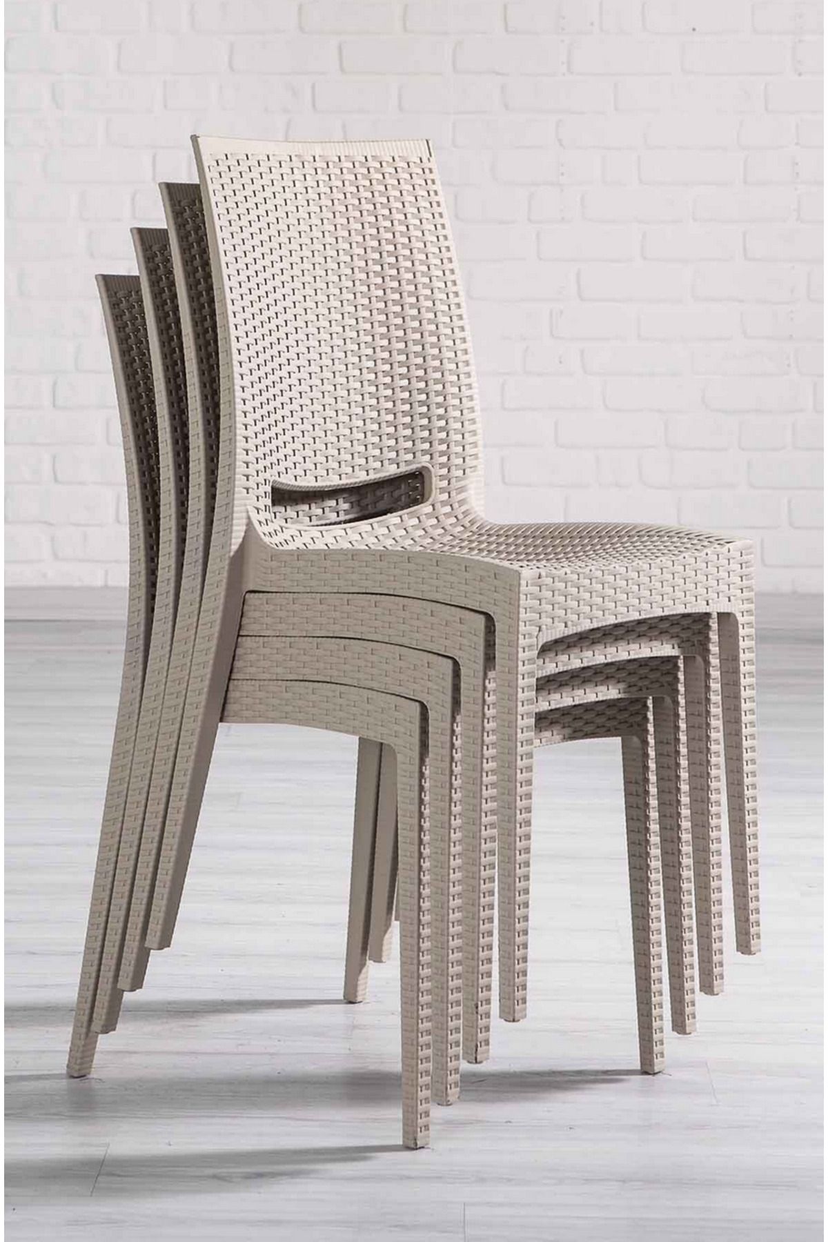 Modalife 4 Adet Bahçe Rattan Sandalye, Bahçe&Balkon&Havuz Kenarı Rattan Örme Dış Mekan Koltuğu