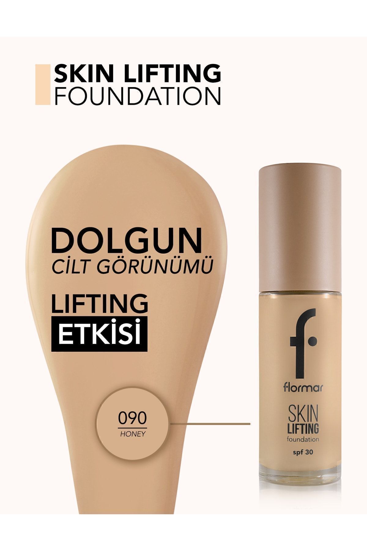 کرم پودر سفت کننده SPF 30 (رنگ خنثی) - لیفتینگ پوست Fdt. - 090 Honey - 8682536059695 — بژ 6808 — تصویر 4 از 6