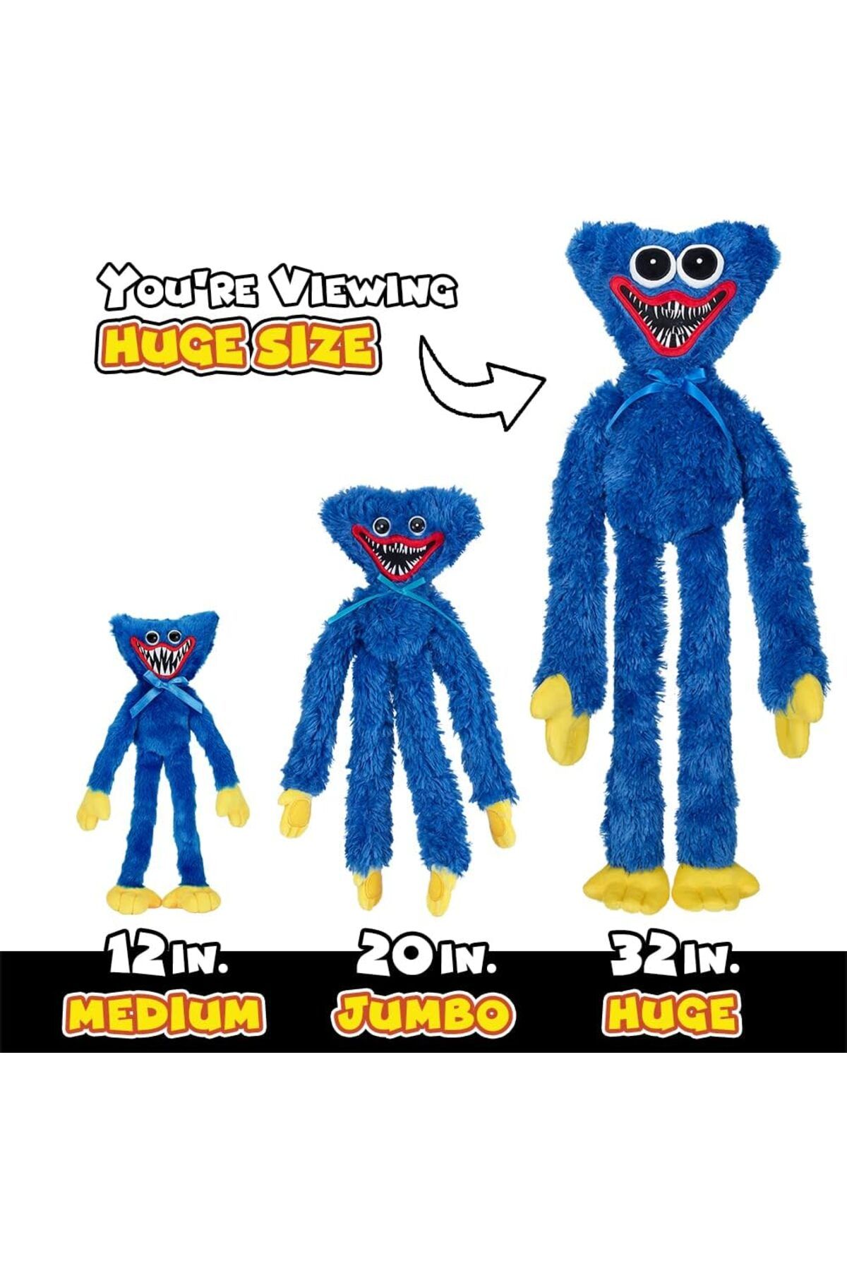 Yelajoy-Big mouth Huggy Wuggy Plush Toy, 40CM, PP cotton and short plush, for home,office,school,Blue 2