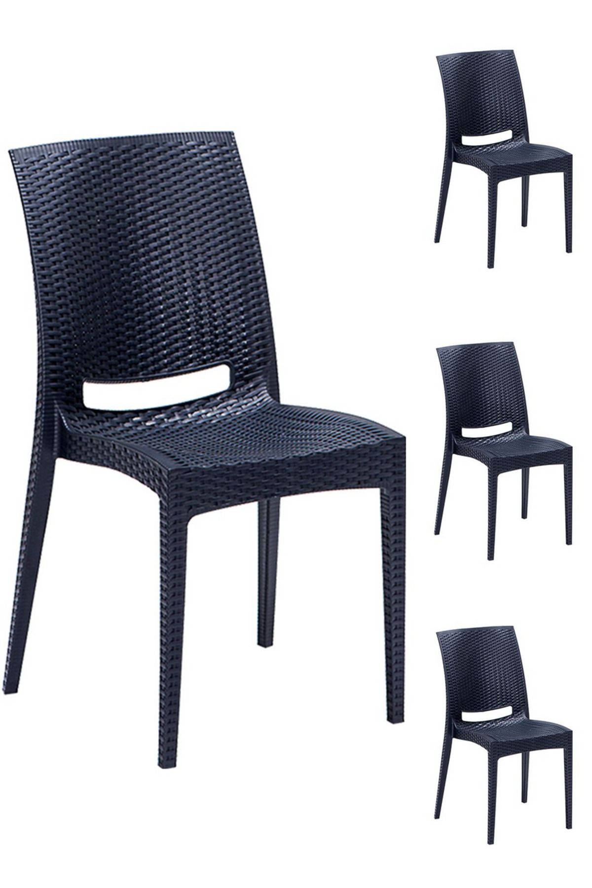 Modalife 4 Adet Bahçe Rattan Sandalye, Bahçe&Balkon&Havuz Kenarı Rattan Örme Dış Mekan Koltuğu