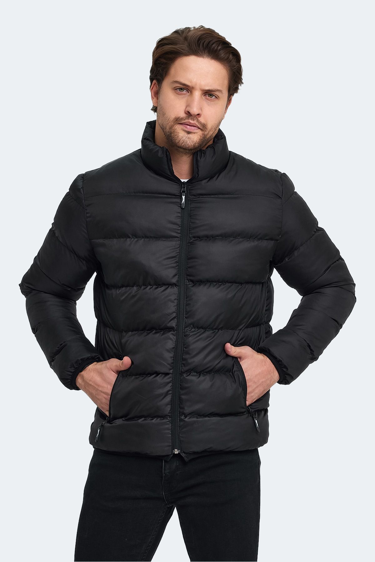 کاپشن ورزشی مشکی مردانه کت ST22JE017 500 اورجینال Slazenger